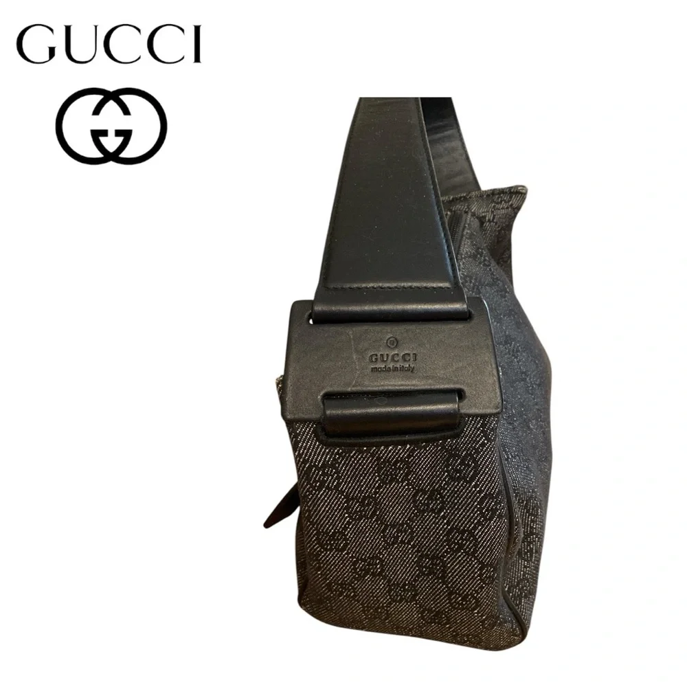GUCCI Denim Monogram GG Signature Shoulder Bag w Gucci Dustbag - Picture 6 of 17